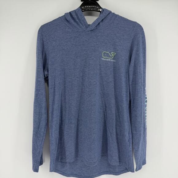 Vineyard Vines Hoodie Edgartown Mens Medium Blue Thin Lightweight Long Sleeve - Picture 2 of 7
